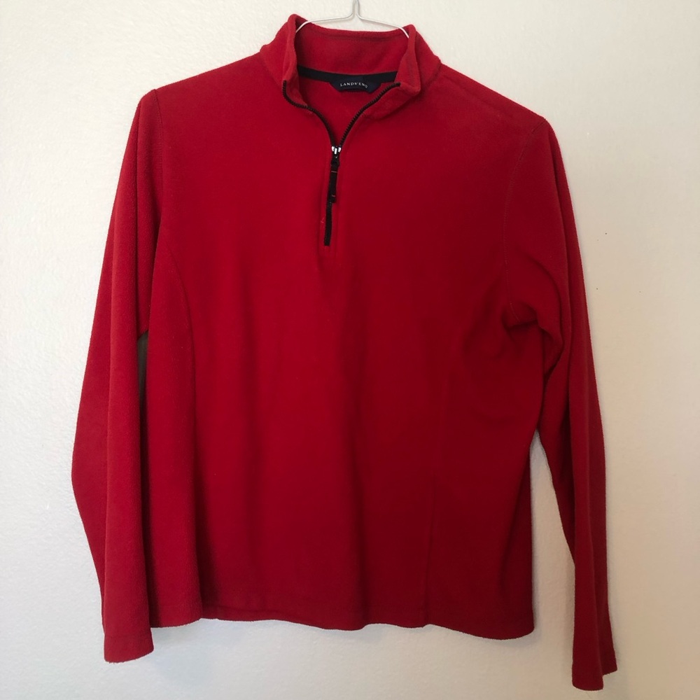 Lands End Jacket Red Womens Size S Quarter Zip